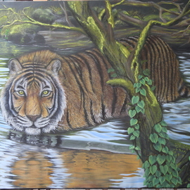 tiger in water By Hendik Azharmoko