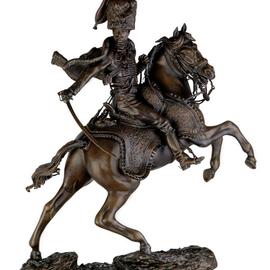 Bronze sculpture Officier de Chasseurs a Cheval de la Garde Imperial Chargeant 1812  By Fernando  Andrea