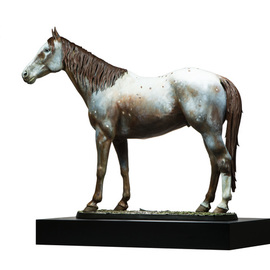 Fernando  Andrea: 'polychromed bronze sculpture', 2019 Bronze Sculpture, History. Artist Description: BY FERNANDO ANDREASCALE 16 BRONZE SCULPTURELIMITED EDITION20 copiesWOODEN BASE and CERTIFICATE OF AUTHENTICITY INCLUDEDWax Stamp and signature of the sculptorBanner is a red roan blanket appaloosa born in 2000 and a remarkable noble horse that served Fernando Andrea to create this striking rendition of a ...