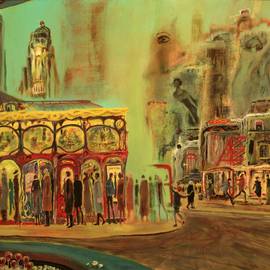 Carlos Pardo: 'Sundays Afternoon', 2004 Oil Painting, Cityscape. Artist Description:  Sundays afternoon is the perfect time to go to de Milonga or tangueria to dance Tango in Buenos Aires.  As a kind religion the people of Buenos Aires run secretly to meet each to other dancing Tango, sharing a deep sad feeling in their souls.  Iti? 1/2s time ...