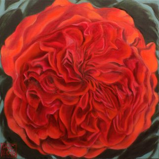 H. N. Chrysanthemum: 'Quartered rose', 2018 Oil Painting, Floral. original oil painting, rose, red, flower, floral...