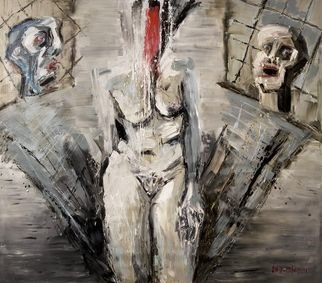Maciej Hoffman: 'Three heads', 2009 Oil Painting, Undecided. 