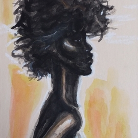 Hampton Olfus: 'her', 2023 Acrylic Painting, Portrait. Artist Description: This image is from a group of small acrylic paintings, I created in 2023. This is a portrait of an attractive young woman in profile. I was impressed by the status nature of her pose. ...