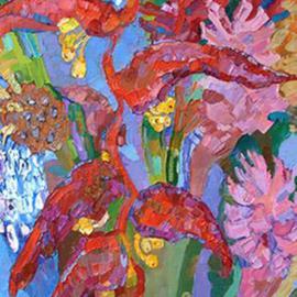 Inna Kulagina: 'Flowers of Helikoniya', 2005 Oil Painting, Floral. Artist Description: Helikoniya is one of the most beautiful flowers growing in the tropical climet...