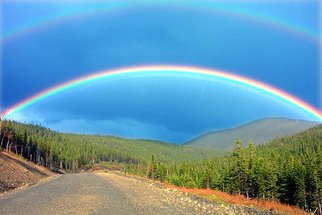 Harvey Horowitz: 'Gaspe Double Rainbow', 2006 Color Photograph, Landscape.  Approaching Gite Mt Albert ...
