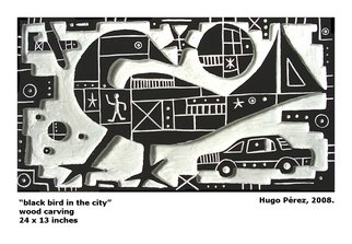 Hugo Perez: 'giant bird in the city', 2008 Woodworking Art, Birds.  wood carving ...