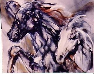 Hyacinthe Kuller-baron: 'DARKWIND STALLION', 2008 Giclee - Open Edition, Equine. 2X3signed on canas or paper with hand touches. Original painting in oil on canvas 4x4 in the Whitney Collection. ...