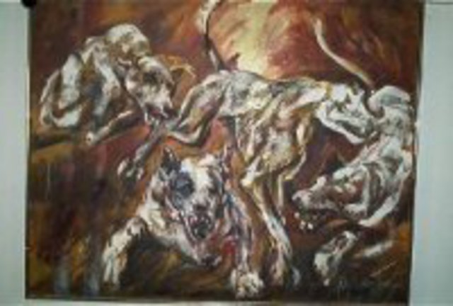 Hyacinthe Kuller-Baron  'DOGS OF WAR', created in 2011, Original Painting Acrylic.