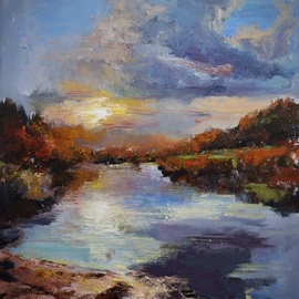 Igor Navrotskyi: 'forest lake', 2022 Oil Painting, Landscape. Artist Description: Oil on canvas...