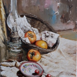 Igor Navrotskyi: 'still life with fruit', 2022 Oil Painting, Still Life. Artist Description: Oil on canvas...