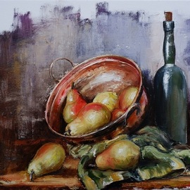 Igor Navrotskyi: 'still life with pears', 2023 Oil Painting, Still Life. Artist Description: Oil on canvas...