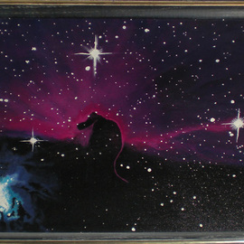 Eve Co: 'Horsehead Nebula', 1989 Acrylic Painting, Astronomy. Artist Description: Please request a commission on this piece - The original was my fathers favorite painting and I can not sell it because its a memory I want to keep with me to touch and feel since my father was taken away from us. . .Horsehead Nebula16 x 20The Horsehead ...