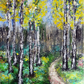 Indrani Ghosh: 'birch trees oil painting', 2023 Oil Painting, Trees. Artist Description: This artwork would be a perfect addition to any space, bringing a sense of serenity and natural beauty to the environment. It serves as a testament to the artist s skill in portraying the beauty of the natural world through the expressive and tactile medium of oil painting....