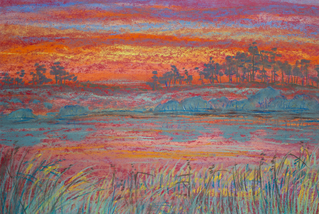 Artist Irina Maiboroda. 'Red Sunset Over The Dunes ' Artwork Image, Created in 2012, Original Woodworking. #art #artist