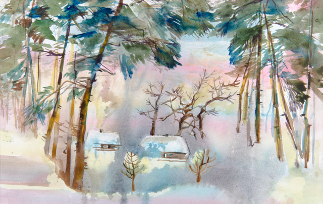 Artist Irina Maiboroda. 'Winter In The Countryside' Artwork Image, Created in 2014, Original Woodworking. #art #artist