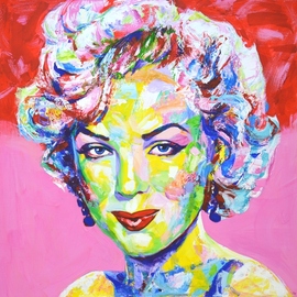 Iryna Kastsova: 'marilyn monroe 3', 2022 Acrylic Painting, Portrait. Artist Description: Marilyn Monroe is an American film actress, singer and model.  Celebrity.  An iconic image of American cinema and the entire world culture.  Written in a modern style with brushes and a palette knife.  Pop Art.  Expressionism.  Realism.  A bright palette of colors is used red, yellow, green, pink, ...