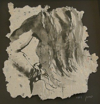 Tamara Sorkin: 'ink nude on recycled paper', 2009 Pen Drawing, Figurative.   Currently exhibited in artists house, Haifa, Paper Time    ...