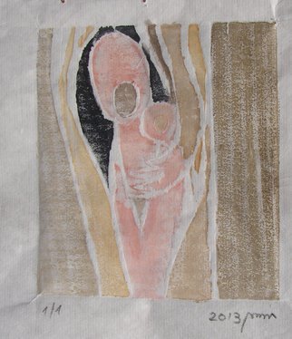 Tamara Sorkin: 'mother and child', 2013 Woodcut, Figurative.           whiteline woodcut on japanese paper        ...