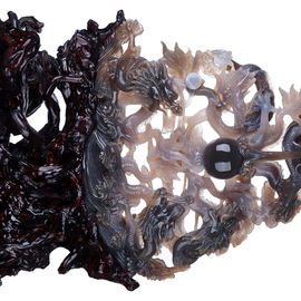 Joan Lee: '21 inches agate dragons', 2010 Stone Sculpture, Healing. Artist Description: 21. 06 Natural Agate 4 Dragons playing a pearl Carving , Hand- carved Crafts AR06Size520x138x535mm 20. 47 x5. 43 x21. 06Weight 14800g+890g 32. 89Lb+1. 98LbMaterialAgateIt is a piece of dragon artwork.  It s a beautiful home decoration and nice gift to friend, collectible and valuable, carved from ...