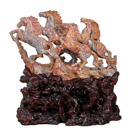 Joan Lee: '32 inch lace agate horses', 2012 Stone Sculpture, Animals. Artist Description: 32. 28 Natural Crazy Lace Agate Running Horses Carving , Hand- carved Crafts AQ46Size820x32x505mm 32. 28 x1. 26 x19. 88Weight 96500g+g 214. 44Lb+0LbMaterialCrazy Lace AgateIt is a piece of Running Horses artwork.  It s a beautiful home decoration and nice gift to friend, collectible and valuable, carved ...