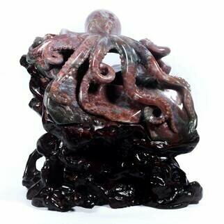 Joan Lee: 'octopus carving', 2012 Stone Sculpture, Animals. 13. 39 Natural Indian Agate Octopus Carving Collectibles Decor Gift AW09Size: 340x265x137mm 13. 39 x10. 43 x5. 39 Weight: 5504g+2988g 12. 23Lb+6. 64Lb Material: Indian AgateIt is an excellent Octopus carving artwork.Carved from a natural whole piece of stone.Demanding Carving   Good Quality Material   Fine ...
