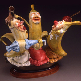 Jack Hill: 'Bananas', 2005 Bronze Sculpture, Fantasy. Artist Description:  The full title of this piece is Who s The Top Banana Now? ...