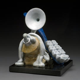 Jack Hill: 'Tuba Toothpaste', 2008 Bronze Sculpture, Fantasy. Artist Description:    two lovers sculpted as spoons in an amorus embrace    A tooth brush as teeth and toothpaste squeezed into a tuba shape  ...