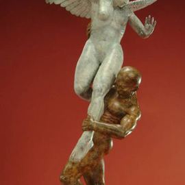 Jack Hill: 'Wrestling', 2000 Bronze Sculpture, Fantasy. Artist Description:  The full title of this piece is Wrestling With Our Demons. ...