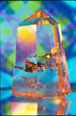 James Parker: 'Crystal Pastel', 1989 Color Photograph, Optical. The pleasing pastels found in the background of this photograph glow gently within this quite astonishing cut and polished quartz obelisk. The internal golden reflections are coming from what are called phamtoms....