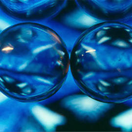 James Parker: 'Twin Crystals Blue', 1990 Color Photograph, Optical. Artist Description: Anyone liking round and blue should be quite happy with with photograph. Two perfectly matched and perfectly clear crystal balls are what produced the magic....