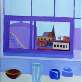 Jane Mcnichol: 'Vase Bowl Cup', 2012 Oil Painting, Still Life. Artist Description:   This is a still life painting of a vase, bowl and cup by my Brooklyn studio window ...