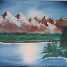Joseph Antrobus: 'mountainside lake', 2019 Oil Painting, Landscape. Artist Description: Oil  based painting depicting clear, sunny day of                                Mountainside lake...
