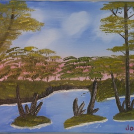 Joseph Antrobus: 'sunny florida swamp', 2019 Oil Painting, Landscape. Artist Description: Oil based painting depicting sunny day in the Florida Swamp...