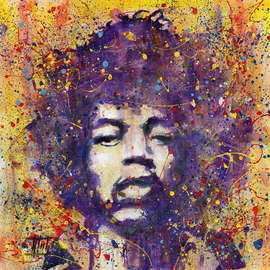 Jaroslaw Glod Artwork Jimi Hendrix, 2015 Acrylic Painting, Famous People