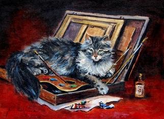 Jacinta Crowley_long: 'Fifty Shades of Grey', 2012 Oil Painting, Cats.  Cats, Grey Cat, Fifty Shades of Grey, Artists Palette  ...
