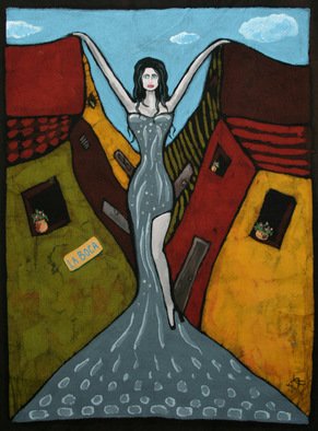 Javier Caete: 'Sensual Caminito', 2011 Other Painting, Fantasy.  Batik & Acrylic.   ...