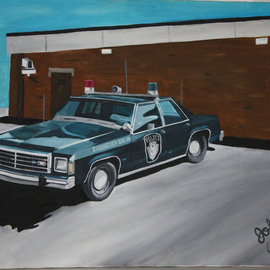 John Chicoine Artwork LAPD, 1983 Oil Painting, Automotive