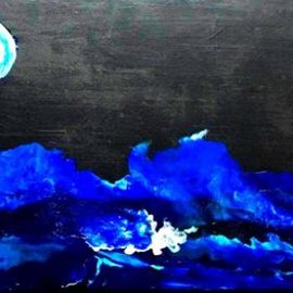 Jeanette Locher: 'stormy night on lake michigan', 2021 Acrylic Painting, Abstract Figurative. Artist Description: poured painting method...