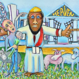 Jeff Turner: 'Heaven', 2018 Oil Painting, Figurative. Artist Description: president trump, Trump, Donald Trump, GOP, POTUS, plutocracy, Kleptocracy, Christian, Political, Political Cartoon, JeffTurnerArt, Jeff Turner, Religion...