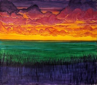 Jennifer Bailey: 'june sky', 2020 Oil Painting, Abstract. While driving back to the city after a day trip away from the house the sky quickly filled with clouds as the sun descended. The colors where unbelievably saturating. My goal was to share the sentiment of the warmth in the sky and the vast open fields of grass. ...