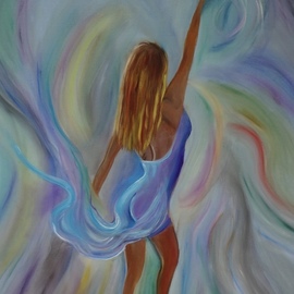 Jenny Jonah: 'dancer', 2020 Oil Painting, Portrait. Artist Description: Original oil painting on stretched canvas.  Color swirls all around the beautiful dancer...