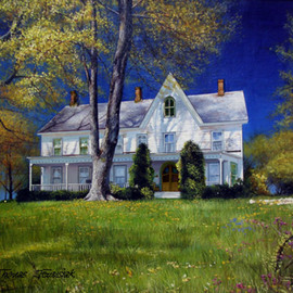 Thomas Jewusiak: 'American Farm House', 2007 Oil Painting, Americana. 
