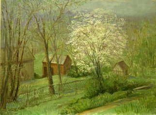 Judith Fritchman: 'April in Springtown', 2008 Oil Painting, Landscape.  An April day offering warm sunshine and flowering trees. ...