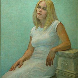 Judith Fritchman: 'Bridget', 2006 Oil Painting, Portrait. Artist Description: A classical setting reflects Bridget' s cool blond complexion and features. ...