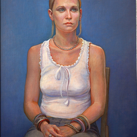 Judith Fritchman: 'Haley', 2003 Oil Painting, Portrait. Artist Description:  Haley was a high school student who was preparing her portfolio for art school.  I wanted to capture her eagerness and excitement as she was poised at the beginning of this new chapter in her life. ...