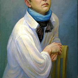 Judith Fritchman: 'Inacio', 2006 Oil Painting, Portrait. Artist Description: Inacio was intensely connected to the music that was playing while he posed for this portrait....