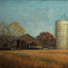 Judith Fritchman: 'Linsays Farm at  Rest', 1994 Oil Painting, Landscape. Artist Description:  When harvest time is over the farm becomes quiet and peaceful. ...