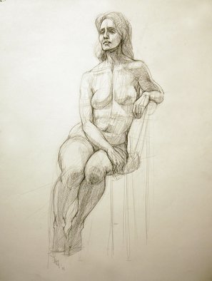 Judith Fritchman: 'Nude 1', 2005 Pencil Drawing, nudes.  Conte pencil on paper. ...