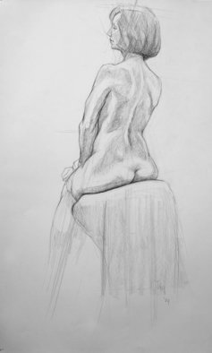 Judith Fritchman: 'Nude 2', 2004 Pencil Drawing, nudes.  Conte pencil on paper. ...