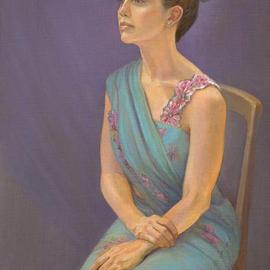 Judith Fritchman: 'Preeya', 2004 Oil Painting, Portrait. Artist Description: It was a joy to paint this beautiful young woman in her traditional sari....